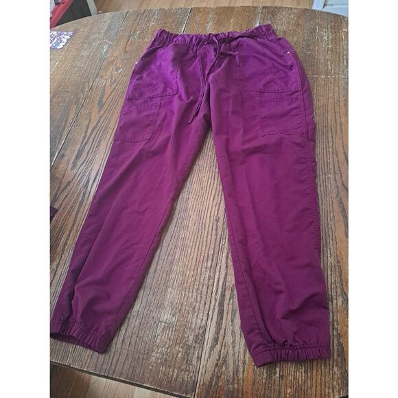 Large Scrubstar Wine Elastic Drawstring Waist Scrub Pants Scrubs Gathered Ankle - Picture 1 of 2
